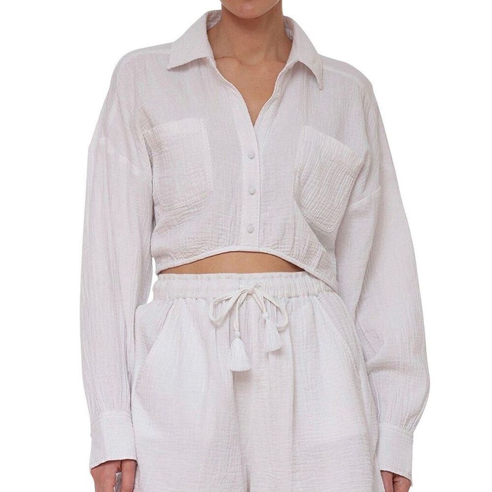 NWT Avec Les Filles Surplice Crop Shirt Small